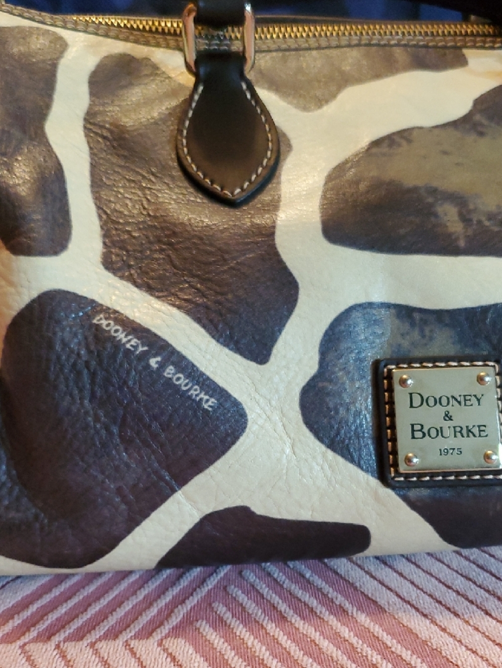 Dooney & Bourke Giraffe-Print Satchel in Brown and Cream - Picture 4 of 9